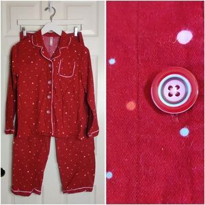Gap Body polka dot flannel cotton pajama set sz XS